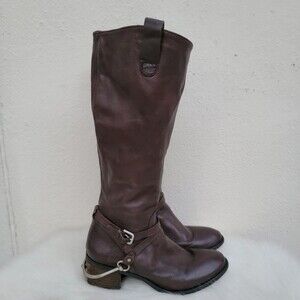 Steven by steve madden brown leather riding boots size 6.5 .